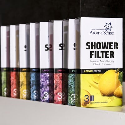 Aroma Sense shower head 3 flavourings and 5 microfiber filters package,