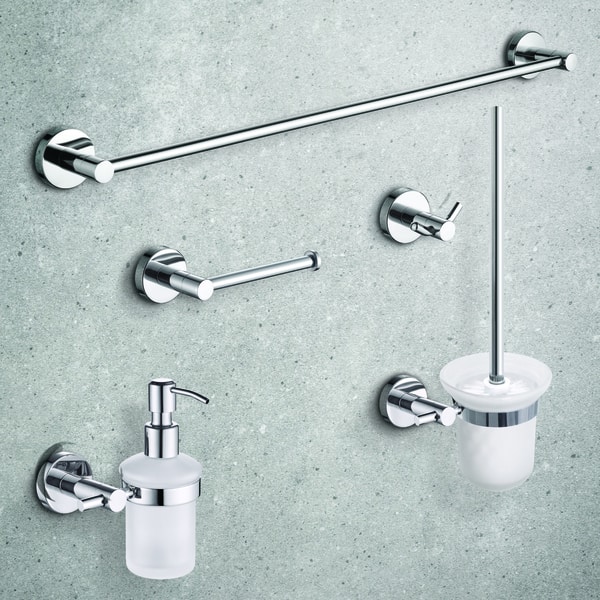 Rote bathroom accessory set, chrome, 5 pieces. Material stainless steel and glass.