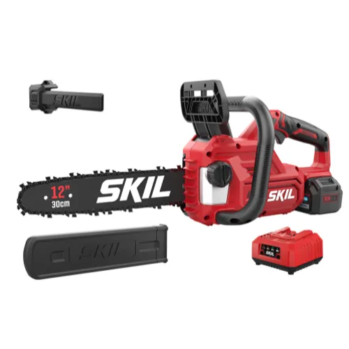 SKIL 0534 AA Brushless Battery Chainsaw. The lightweight and compact wireless saw makes it easy to work even in difficult places.