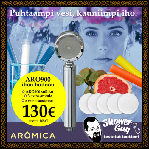 Aromica ARO900 ihonhoitopaketti, sisältää ARO900 suihkun, 3 extra aromia ja 5 mikrokuitusuodatinta.