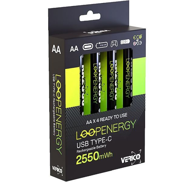 Verico Loopenergy AA USB-C ladattavat paristot