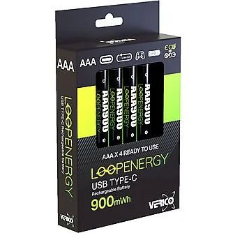 Verico Loopenergy AAA USB-C Ladattava Akku paristo 4kpl 1,5V